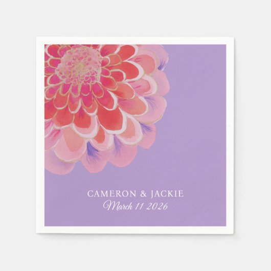 Serviette En Papier Purple Zinnia Summer Wedding (Devant)