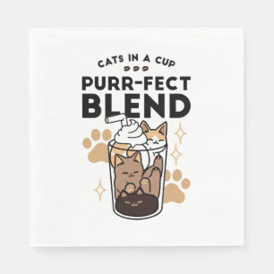 Serviette En Papier Purr-fect Blend : Cat and Coffee Art for Pet Lover