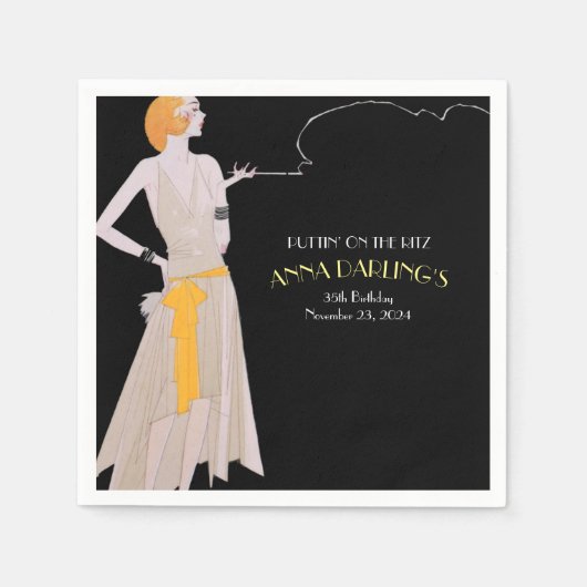 Serviette En Papier Puttin' On the Ritz 20's Flapper Party Invitation (Devant)