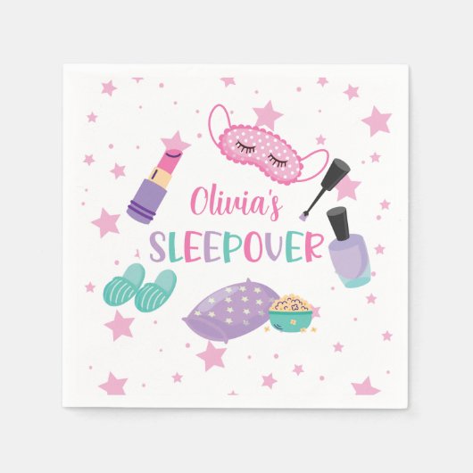 Serviette En Papier Pyjama party rose violet préado (Devant)