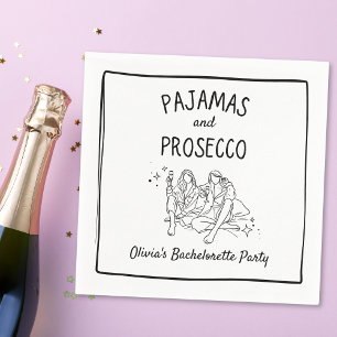 Serviette En Papier Pyjama & Prosecco Fête de Bachelorette Personnalis