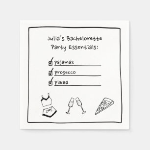 Serviette En Papier Pyjamas & Procuco Bachelorette manuscrite