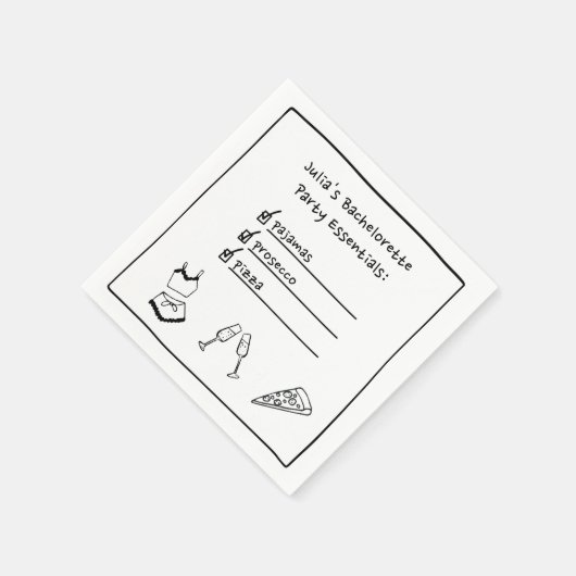 Serviette En Papier Pyjamas & Procuco Bachelorette manuscrite (Coin)