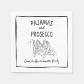 Serviette En Papier Pyjamas & Prosecco Fête de Bachelorette Personnali (Devant)
