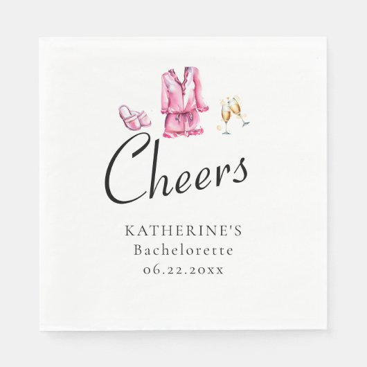Serviette En Papier Pyjamas rose Procuco Bachelorette Party Custom (Devant)