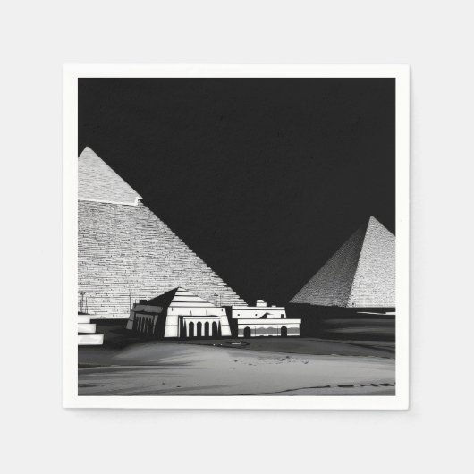 Serviette En Papier Pyramides noires et blanches (Devant)