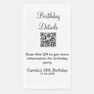 Serviette En Papier QR scanner anniversaire détails fête moderne 15 an