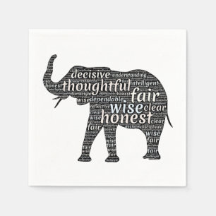 Serviette En Papier Qualités d'un nuage de mots d'éléphant