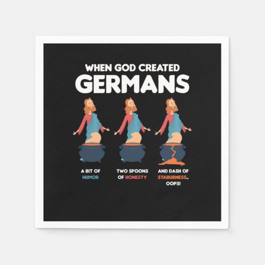 Serviette En Papier Quand Dieu a créé Allemands Drôle Allemagne Cadeau (Devant)