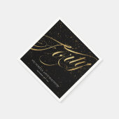 Serviette En Papier Quarante-40e anniversaire Confetti Gold Noir éléga (Coin)