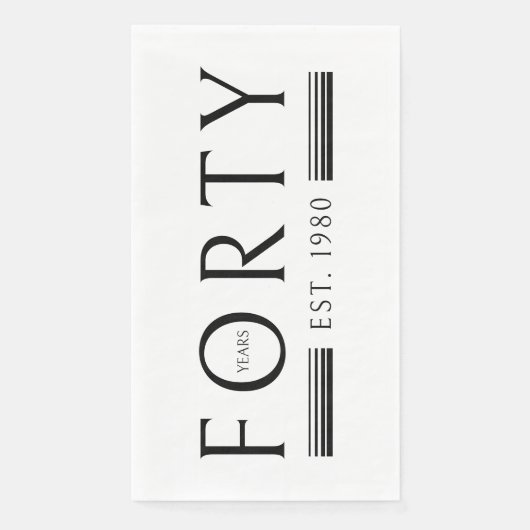 Serviette En Papier Quarante ans 40e anniversaire (Devant)