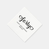 Serviette En Papier Quarante cœurs mignons écriture 40e anniversaire (Coin)