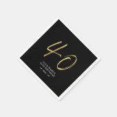 Serviette En Papier Quarante | Gold & Black Lettering 40th Birthday Pa (Coin)