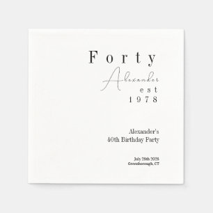 Serviette En Papier Quarante minimum 40e fête d'anniversaire