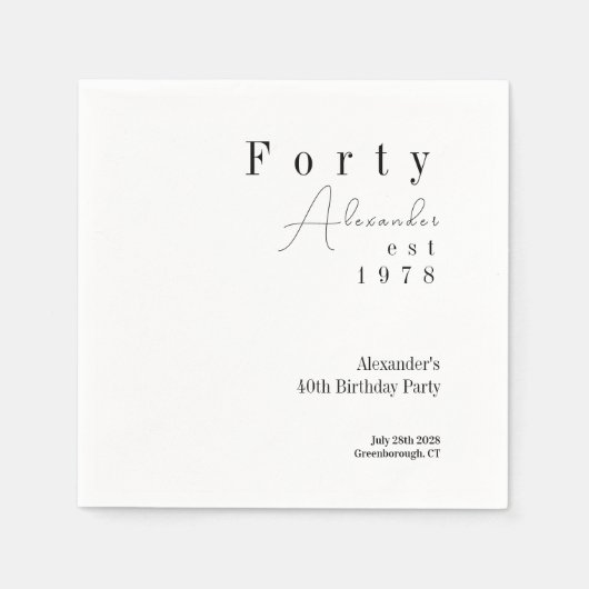 Serviette En Papier Quarante minimum 40e fête d'anniversaire (Devant)