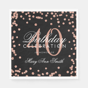 Serviette En Papier Quarantième noir de confettis de parties