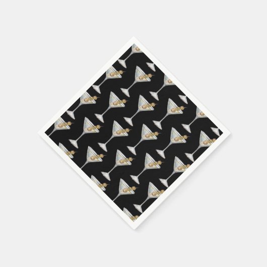 Serviette En Papier Quarantini Martini Cocktail Motif Noir (Coin)