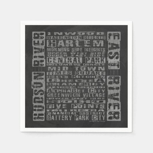 Serviette En Papier Quartiers de New York en gris (Devant)