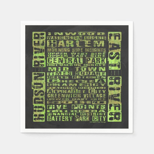Serviette En Papier Quartiers de New York Vert (Devant)