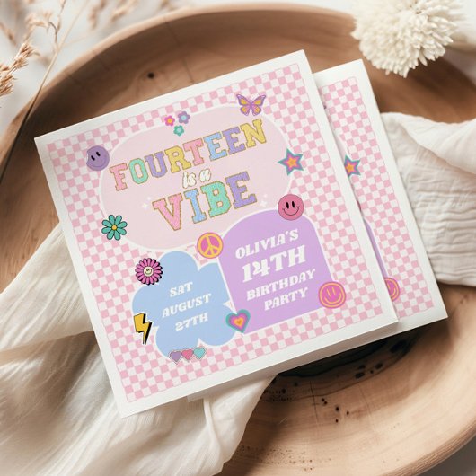 Serviette En Papier Quatorze A Vibe Preppy Patch 14e fête d'anniversai