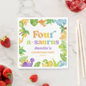 Serviette En Papier Quatre A-Saurus Dinosaur 4e fête d'anniversaire (En situation)