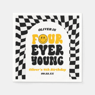 Serviette En Papier Quatre ans pour toujours Fête d'anniversaire rétro