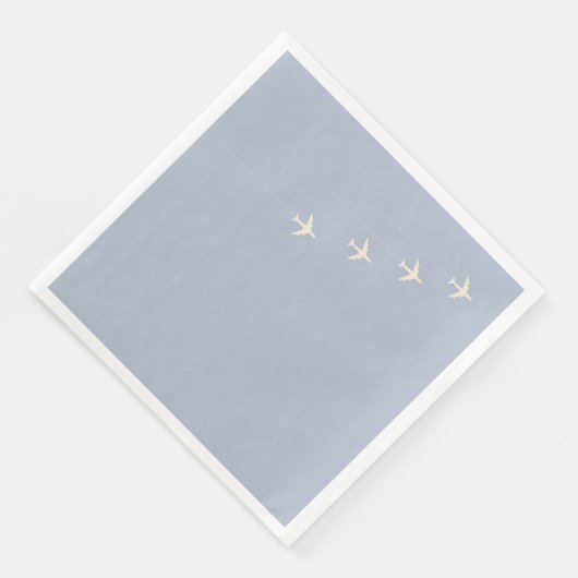 Serviette En Papier Quatre Avions À Travers Dusty Blue Sky (Coin)