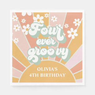 Serviette En Papier Quatre Ever Groovy Retro Sunshine Daisy anniversai