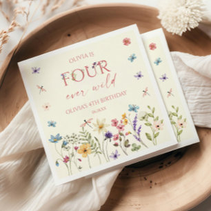 Serviette En Papier Quatre Ever Wild Wildflower 4e Anniversaire