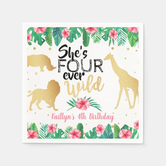 Serviette En Papier Quatre Filles toujours sauvages 4e anniversaire (Devant)