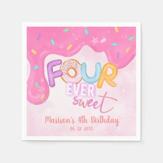 Serviette En Papier quatre fois doux Pink Frosting Girl's Birthday (Devant)