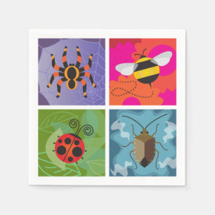 Serviette En Papier Quatre insectes