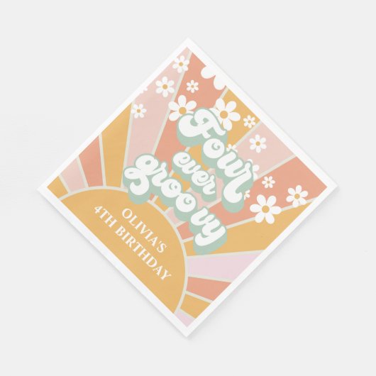 Serviette En Papier Quatre Jour Super Retro Sunshine Daisy anniversair (Coin)