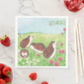 Serviette En Papier Quatre petits hérissons dans le pré (En situation)