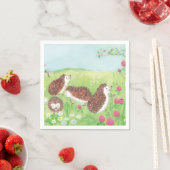 Serviette En Papier Quatre petits hérissons dans le pré (En situation)