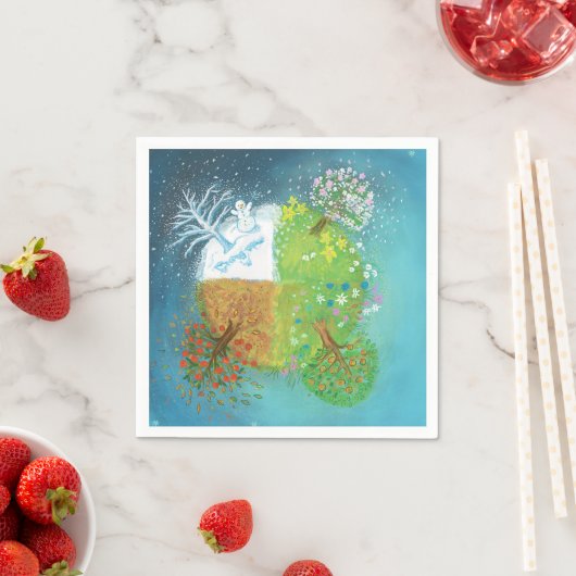 Serviette En Papier Quatre saisons sur Terre (En situation)