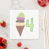 Serviette En Papier Quatre Scoops de crème glacée serviettes d'anniver (En situation)