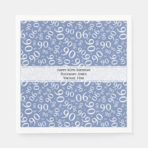 Serviette En Papier quatre-vingt-dixième Bleu et blanc de motif de