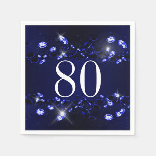 Serviette En Papier Quatre-vingtième diamant scintillant de noir bleu