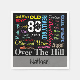 Serviette En Papier quatre-vingtième Joyeux anniversaire dans un styl