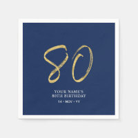 Quatre-vingts | Lettre dorée et bleu marine 80e an