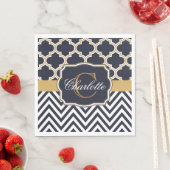 Serviette En Papier Quatrefoil Chevron Monogram (En situation)