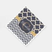 Serviette En Papier Quatrefoil Chevron Monogram (Coin)