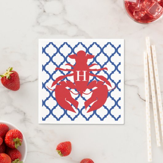 Serviette En Papier Quatrefoil Homard Monogram Party Napkins (En situation)