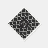 Serviette En Papier Quatrefoil noir et blanc (Coin)