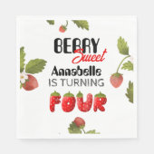 Serviette En Papier Quatrième anniversaire de la fraise (Devant)