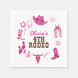 Serviette En Papier Quatrième Rodéo Rose Cow-boy Occidental 4ème Anniv