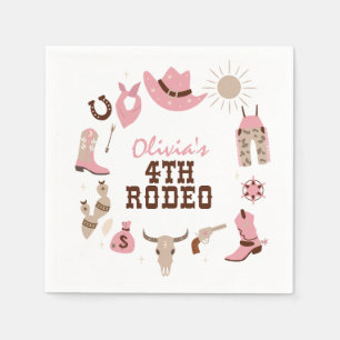 Serviette En Papier Quatrième Rodéo Rose Cow-boy Occidental 4ème Anniv