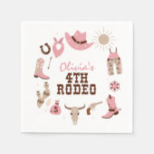 Serviette En Papier Quatrième rodéo rose cowboy occidental 4e annivers (Devant)