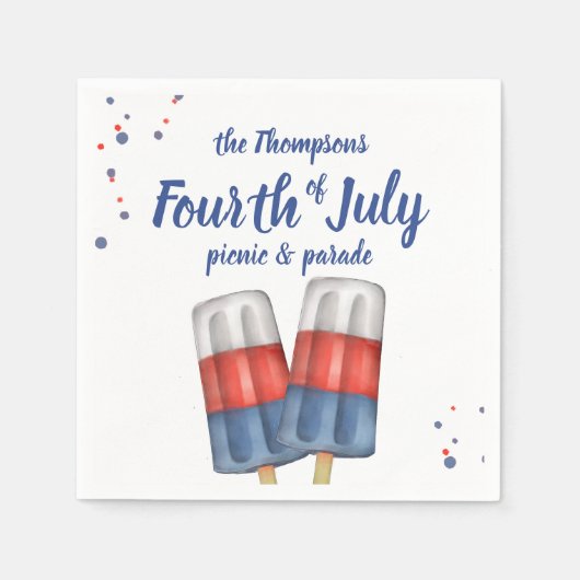 Serviette En Papier Quatrièmement Juillet Mignonne Whimsical Popsicle  (Devant)